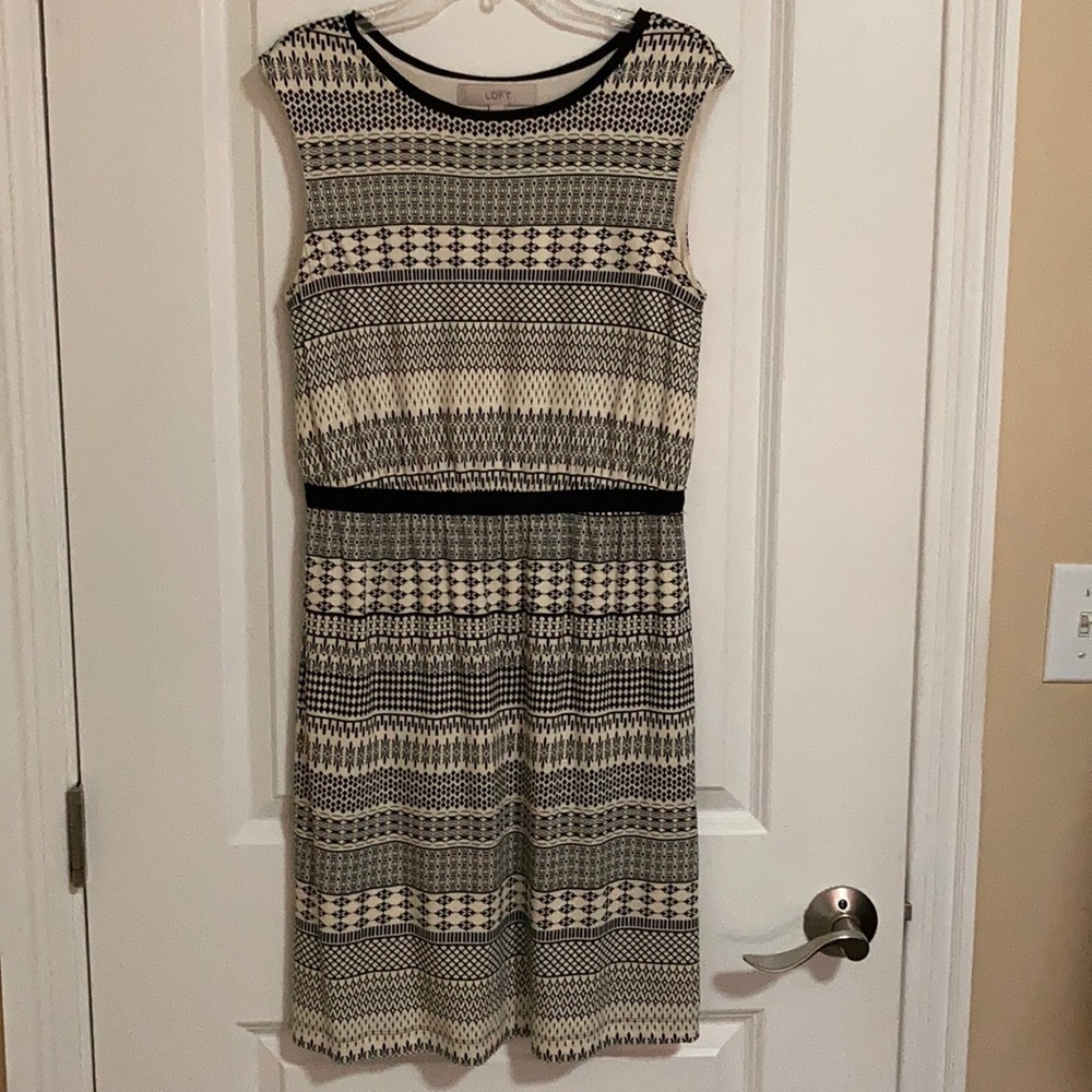 Loft Black and Cream Cotton Dress